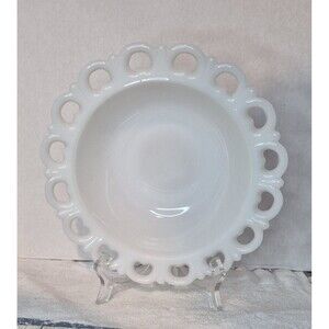 Anchor Hocking Lace Scalloped Edge White Milk Glass Bowl Old Colony Vintage